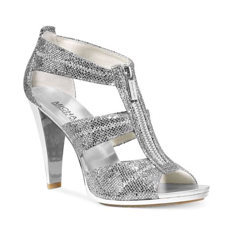 michael kors leather sandal heels with silver buckles|Michael Kors open toe sandals.